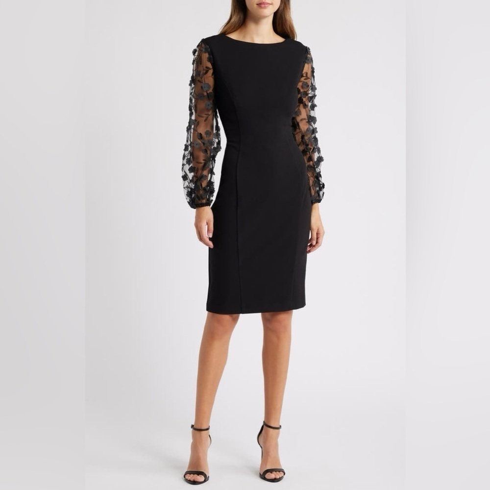 Floral Mesh Sleeve Sheath Dress
Connected Apparel